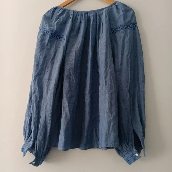 Old Navy Cottagecore Blue Long Sleeve Button Up Shirt L - Picture 2 of 8